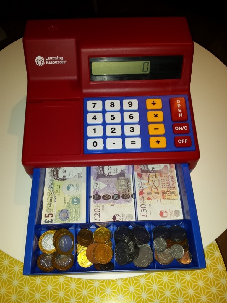 learning resources pretend and play calculator cash register with uk play money